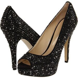 BOSTON PROPER Black Emellished 5" Heels Party Pumps Size 10